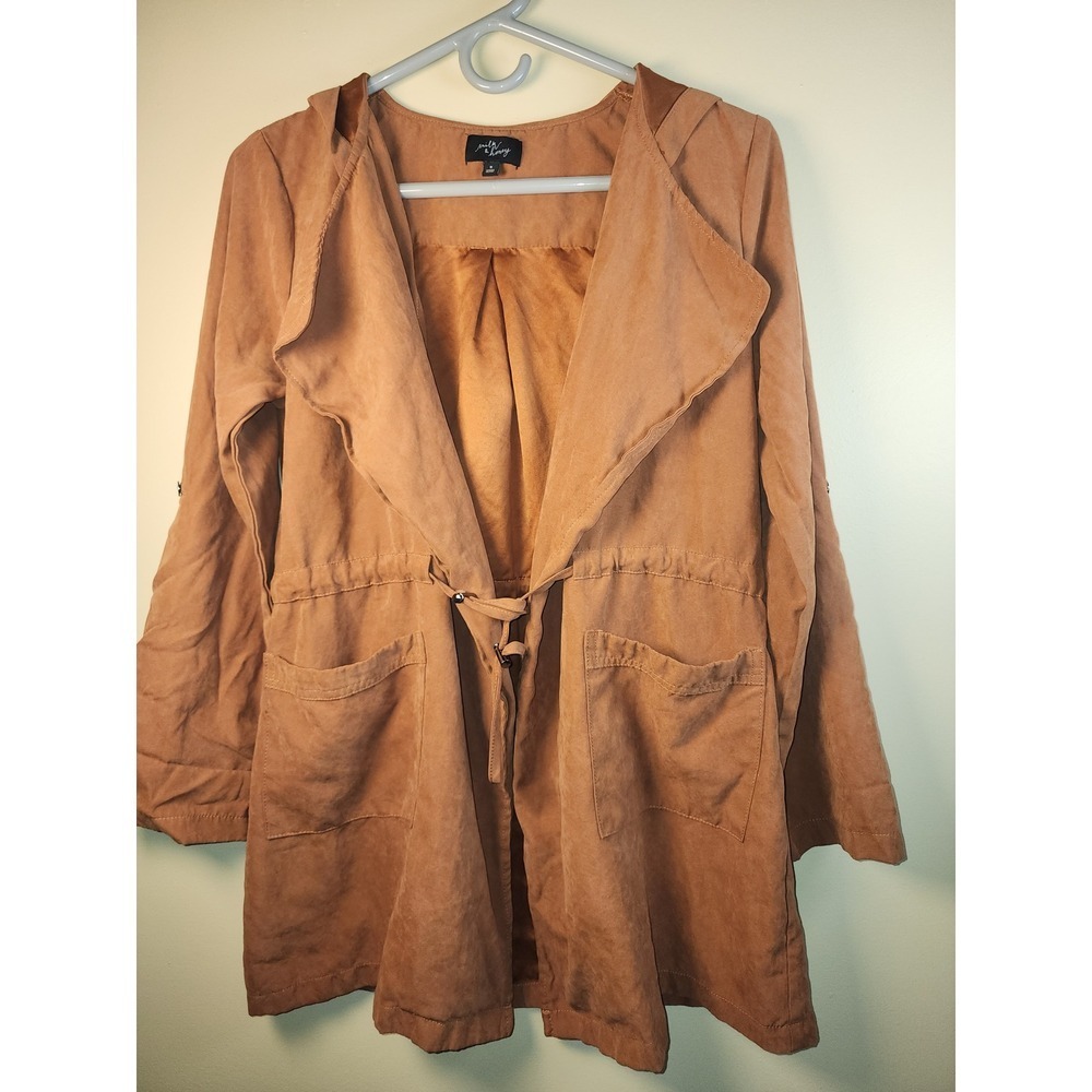 Milk & Honey Wmns Boho Faux Suede Draped Peach Skin Jacket Earthy Fall Coat -Med